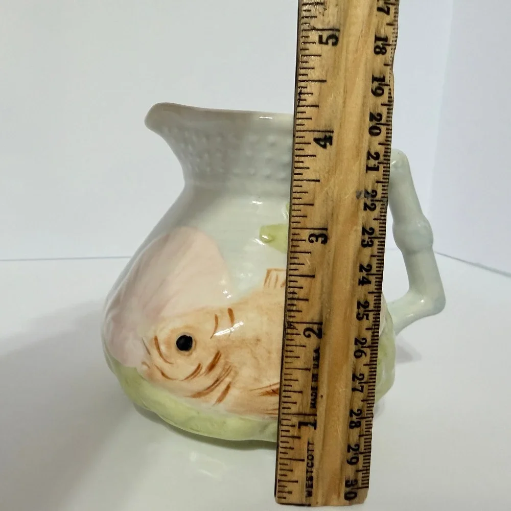 Shorter & Son Staffordshire England Hand Painted Fish Jug Ceramic Pitcher COA
